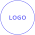 A purple circle with the word LOGO within